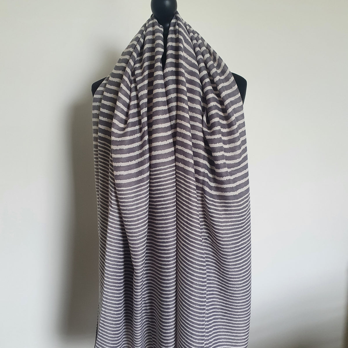 Grey and sales white striped scarf