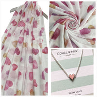 Pink Heart Scarf & Necklace Set