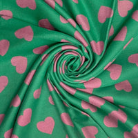 Apple green & pink reversible loveheart scarf