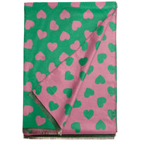 Apple green & pink reversible loveheart scarf