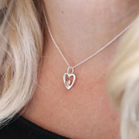 POM Sterling Silver & Rose Gold Double Heart Necklace