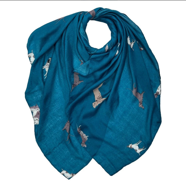 Teal Dog Print Scarf