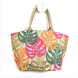 Pink, Green & Gold Monstera Leaf Bag