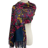 Black Vibrant Floral & Paisley Scarf