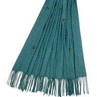 Teal Bee Tassel Scarf