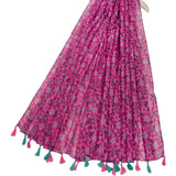 Fuchsia Floral Spring Tassel Scarf