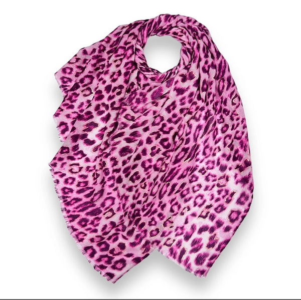 Pink Leopard Print Scarf